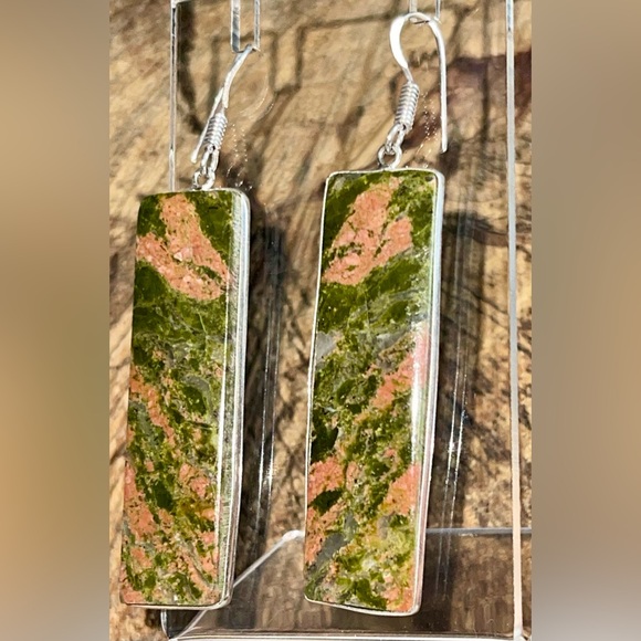 Unakite Jasper Earrings 2 1/2” - Picture 5 of 12